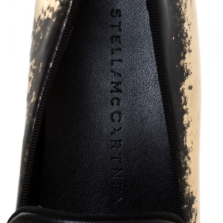 مملوكة مسبقًا Stella McCartney Bronze/Black Leather Binx Platform Slip On Sneakers Size 38