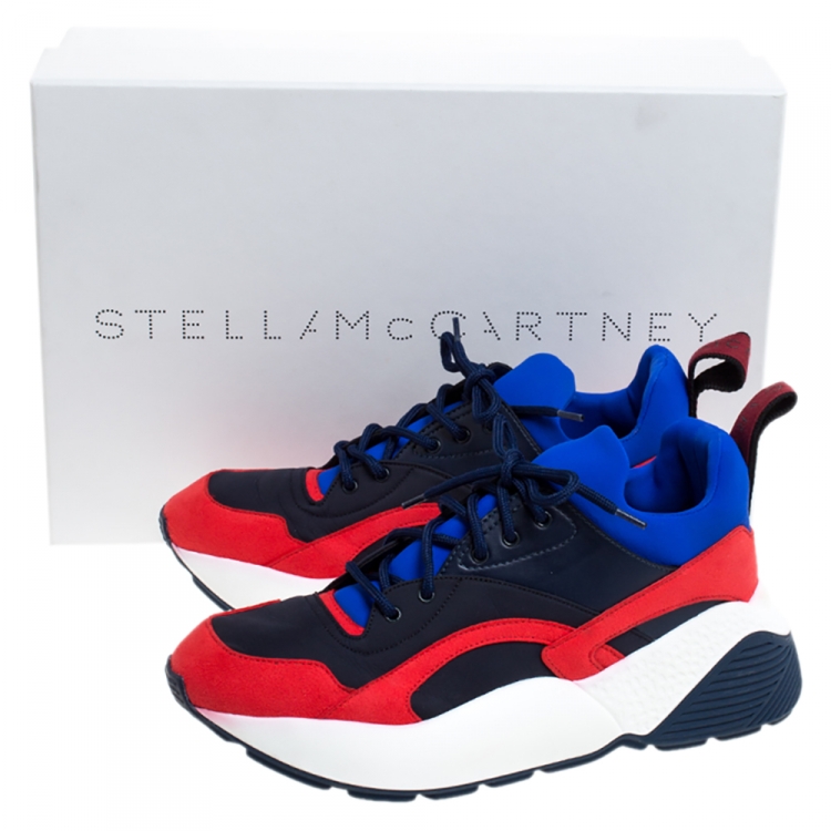 Pre Owned Stella McCartney Multicolor Faux Leather/Fabric Eclypse Lace Sneakers Size 40