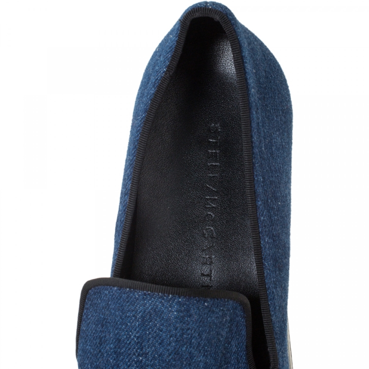 Pre Owned Stella McCartney Blue Denim Binx Slip On Platform Sneakers Size 36