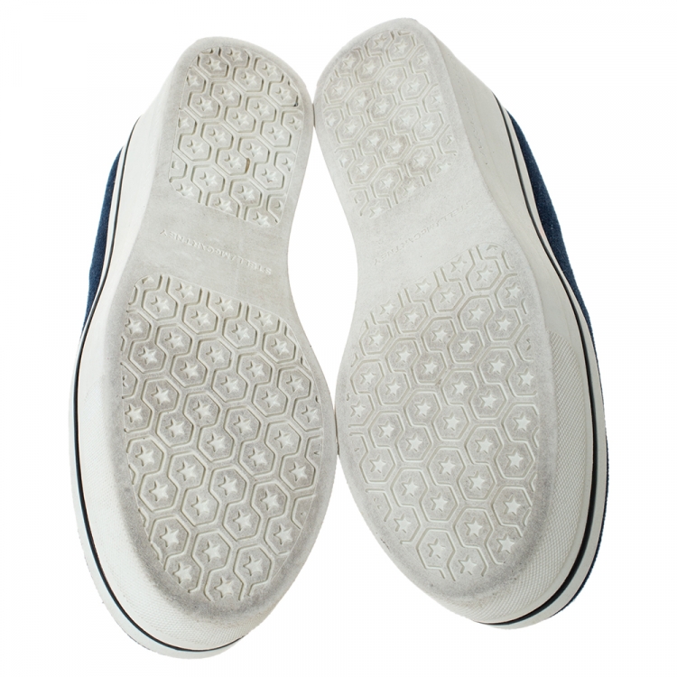 Pre Owned Stella McCartney Blue Denim Binx Slip On Platform Sneakers Size 36