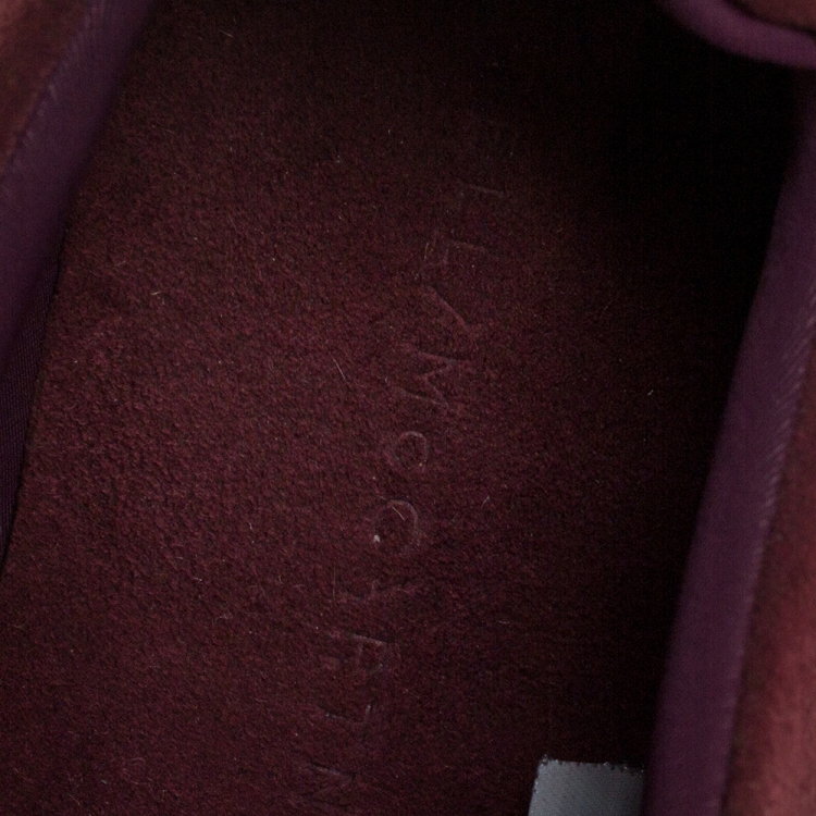 Pre Owned Stella McCartney Burgundy Fabric And Faux Suede Eclypse Lace Up Sneakers Size 39
