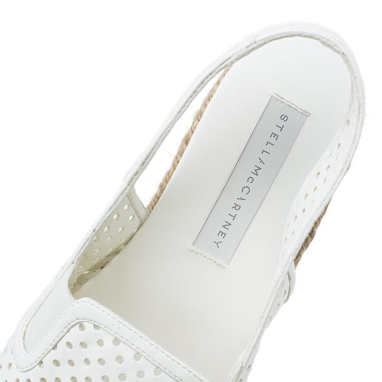Pre Owned Stella McCartney White Faux Leather Wedge Espadrilles Size 40