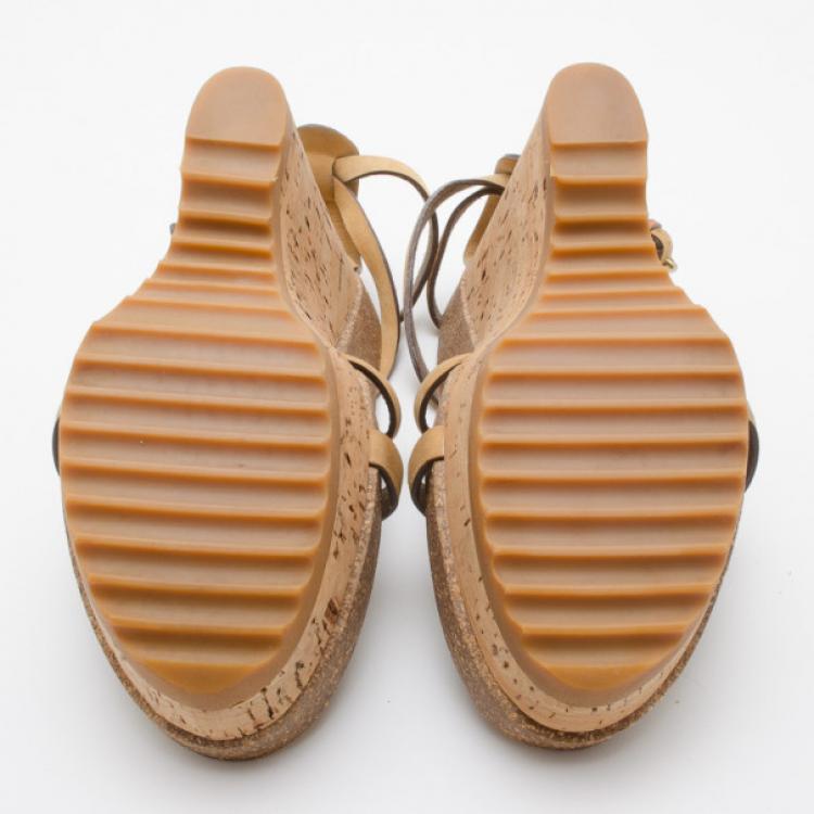 Pre Owned Stella McCartney Demetra Cork and Faux-Suede Wedges Size 37.5