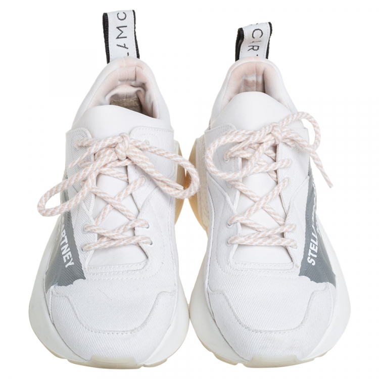 Pre Owned Stella McCartney White Canvas And Fabric Low Top Sneakers Size 37