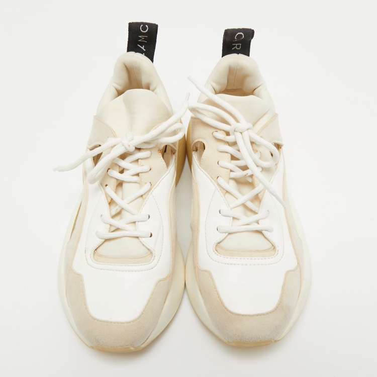 Pre Owned Stella McCartney Two Tone Faux Leather, Faux Suede and Neoprene Cut Out Eclypse Sneakers Size 36