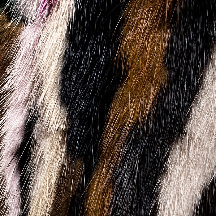 Pre Owned Stuart Weitzman Multicolor/Navy Blue Mink Fur/Faux Fur and Suede Boots Size 39.5