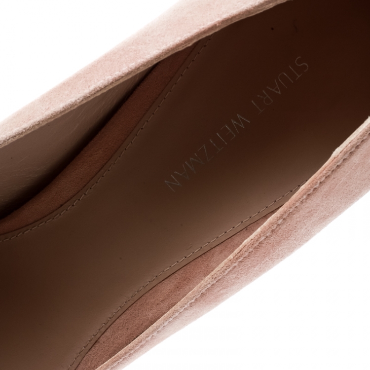 Pre Owned Stuart Weitzman Blush Pink Suede Crystal Embellished Pointed Toe Pumps Size 39
