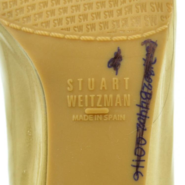 Pre Owned Stuart Weitzman Nude Patent Lola Pumps Size 36.5