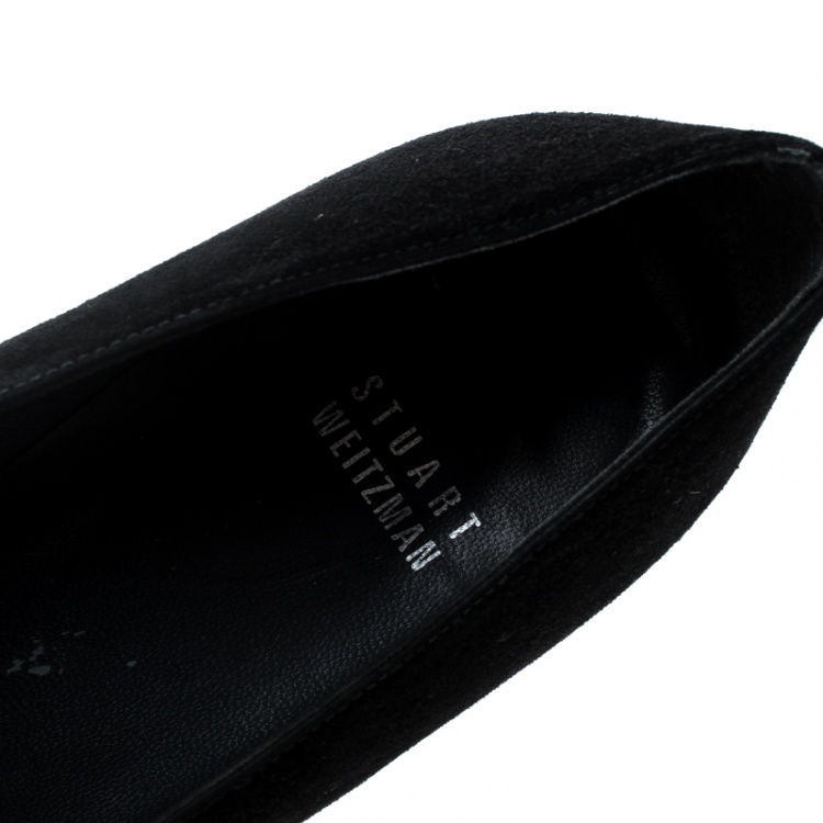 Pre Owned Stuart Weitzman Black Suede Cross Strap Pumps Size 41.5