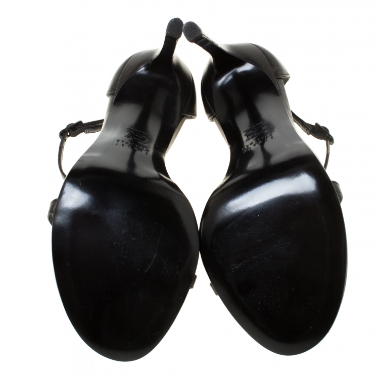 Pre Owned Stuart Weitzman Black Nudist Open Toe Sandals Size 39