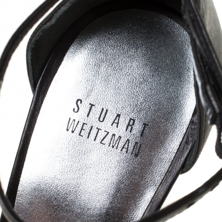 Pre Owned Stuart Weitzman Black Nudist Open Toe Sandals Size 39
