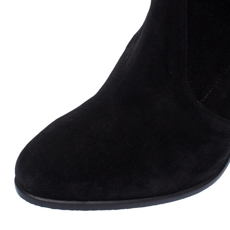 Pre Owned Stuart Weitzman Black Suede Over The Knee Boots Size 38