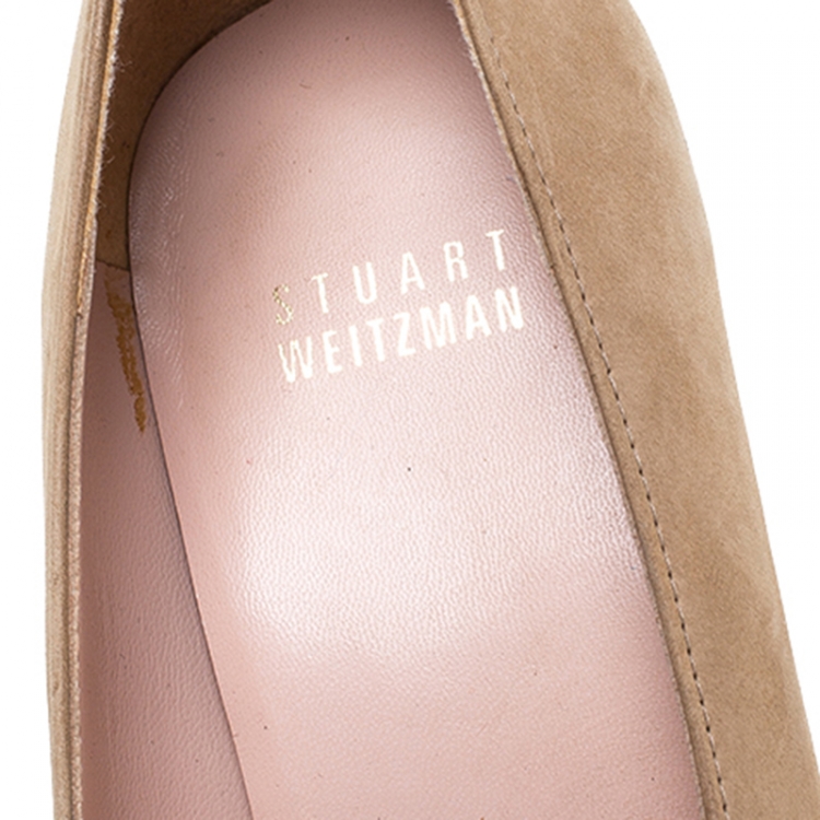 Pre Owned Stuart Weitzman Nubuck Embellished Cork Wedge Platform Pumps Size 37