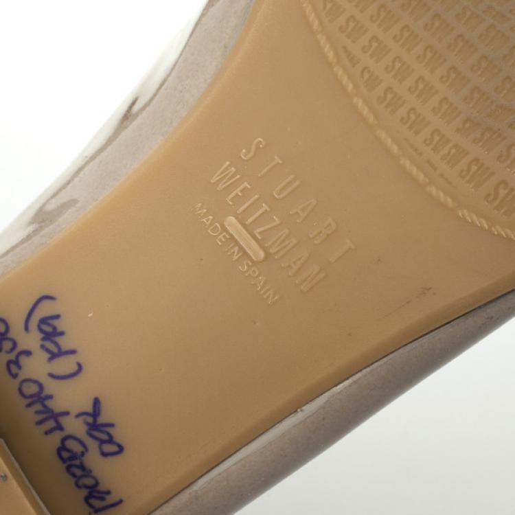 Pre Owned Stuart Weitzman Nude Patent Bowella Flats Size 36.5 