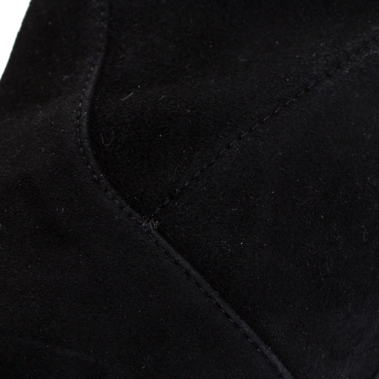 Pre Owned Stuart Weitzman Black Suede Leather Highland Over The Knee Boots Size 37