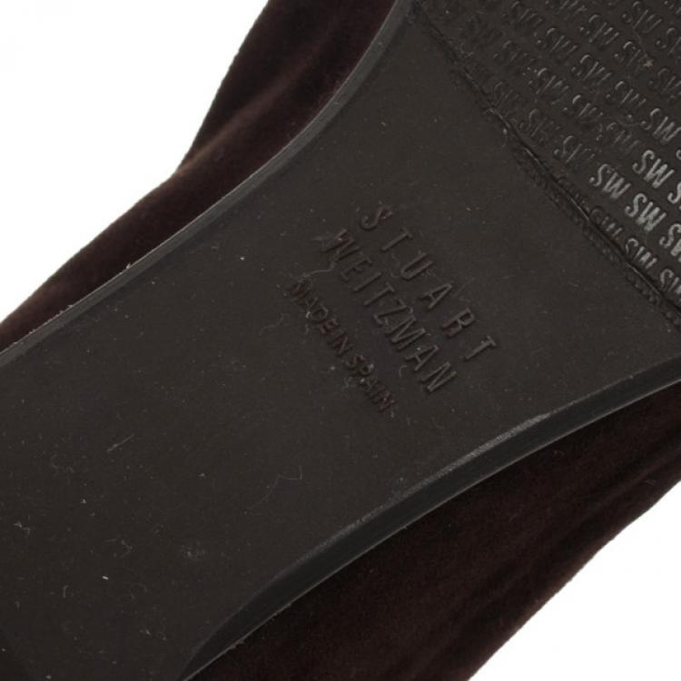 Pre Owned Stuart Weitzman Brown Suede Bow Wedges Size 39.5