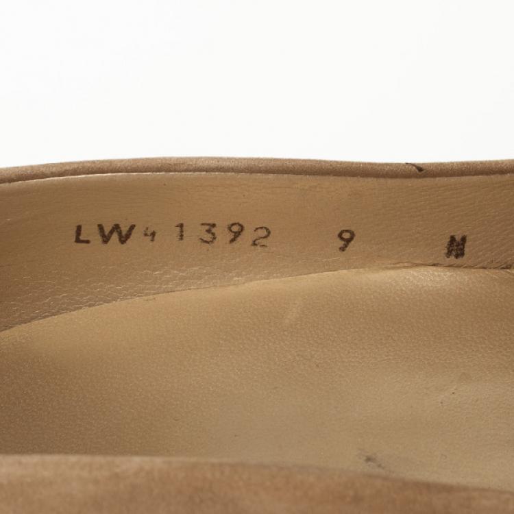 Pre Owned Stuart Weitzman Beige Suede Peep Toe Pumps Size 41.5