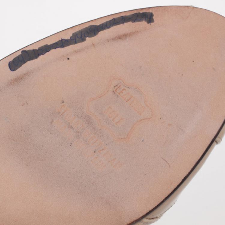 Pre Owned Stuart Weitzman Nude Patent Peekaboo Slingback Sandals Size 36.5