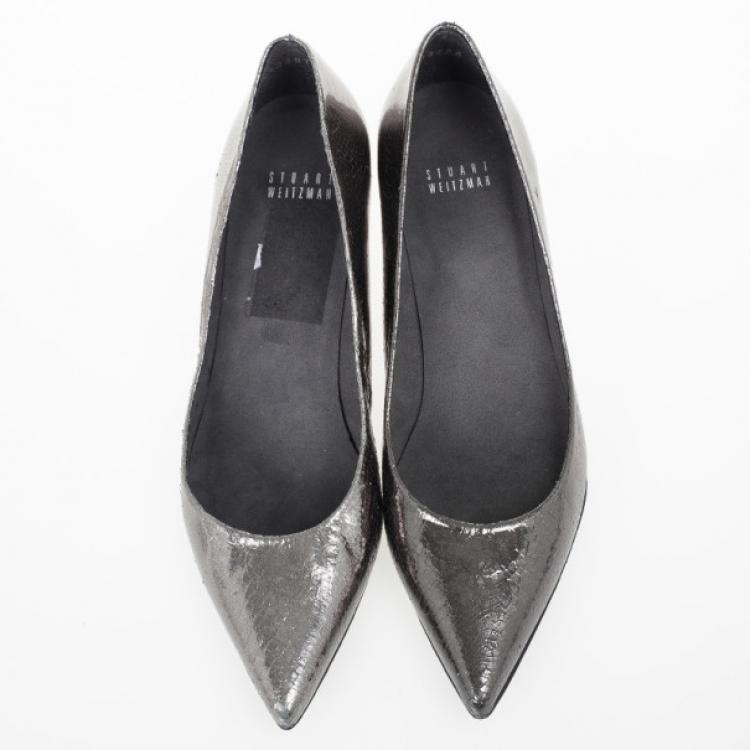 Pre Owned Stuart Weitzman Metallic Pointed Toe Low Heel Pumps Size 39