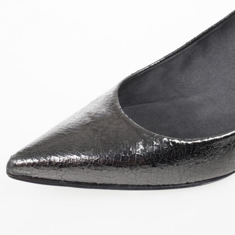 Pre Owned Stuart Weitzman Metallic Pointed Toe Low Heel Pumps Size 39