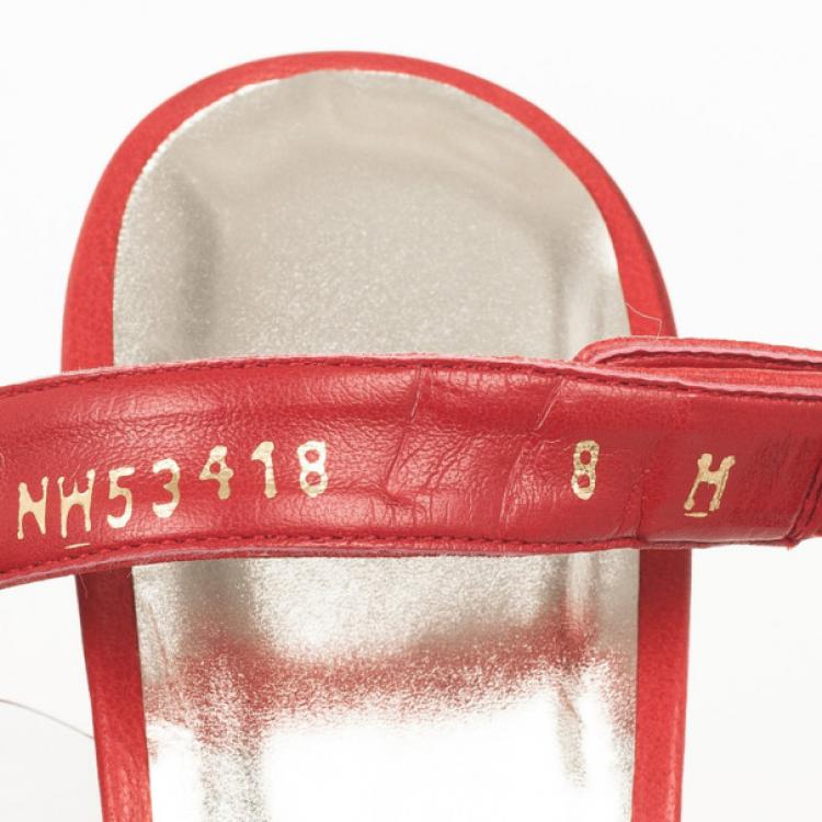 Pre Owned Stuart Weitzman Red Hokuspocus Slingback Wedges Sandals Size 38.5