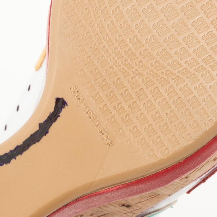 Pre Owned Stuart Weitzman Red Hokuspocus Slingback Wedges Sandals Size 38.5