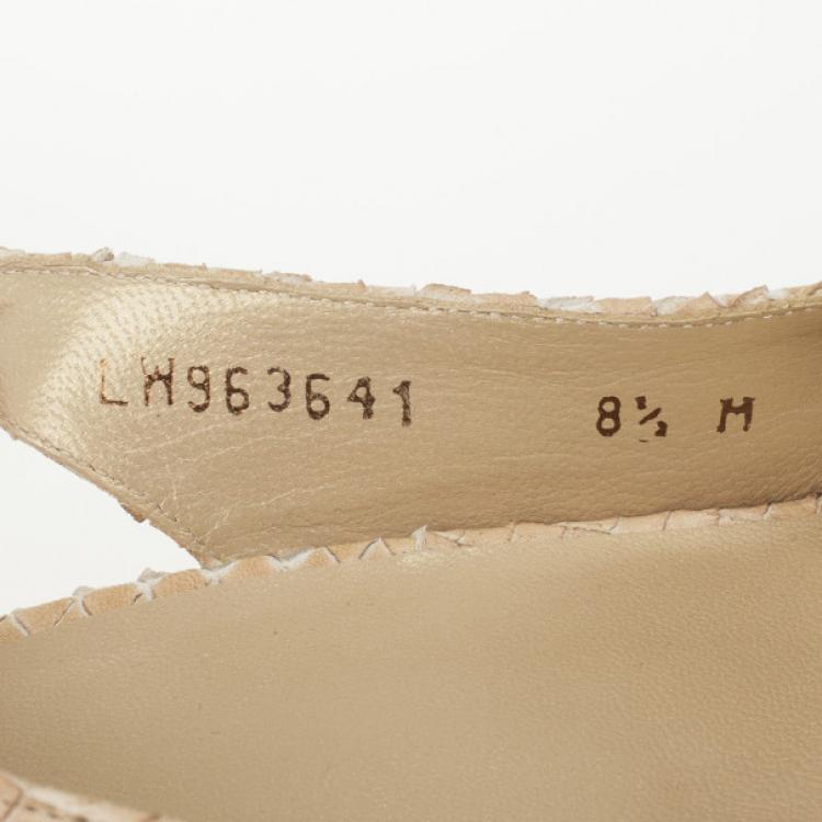 Pre Owned Stuart Weitzman Beige Snake Embossed Capexcise Slingback Wedges Sandals Size 39