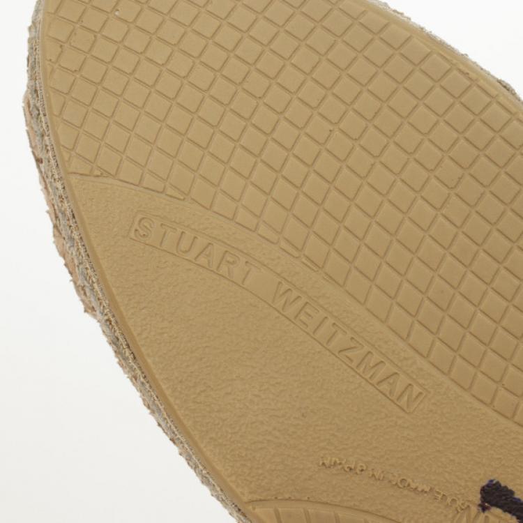 Pre Owned Stuart Weitzman Beige Snake Embossed Capexcise Slingback Wedges Sandals Size 39