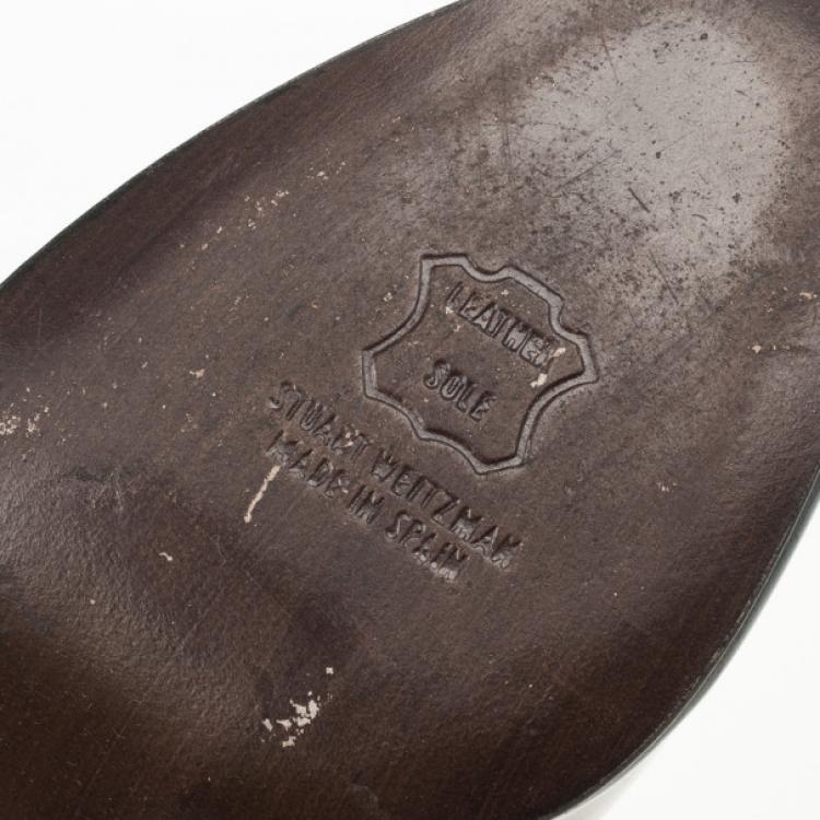 Pre Owned Stuart Weitzman Metallic Patent Victoria Peep Toe Platform Pumps Size 38.5