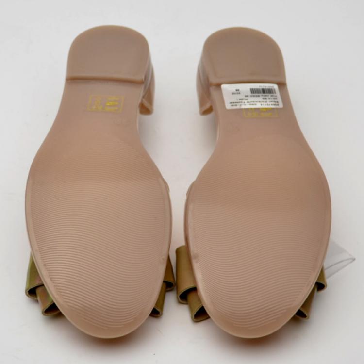 Pre Owned Stuart Weitzman Gemini Glitter Bow Jelly D'orsay Flats Size 38
