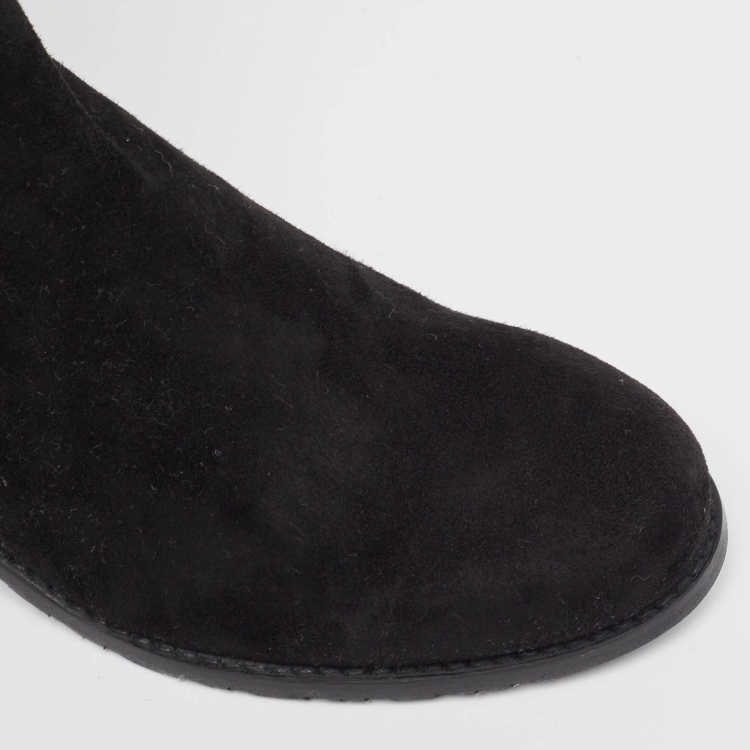 Pre Owned Stuart Weitzman Black Suede and Neoprene Knee Length Boots Size 37.5