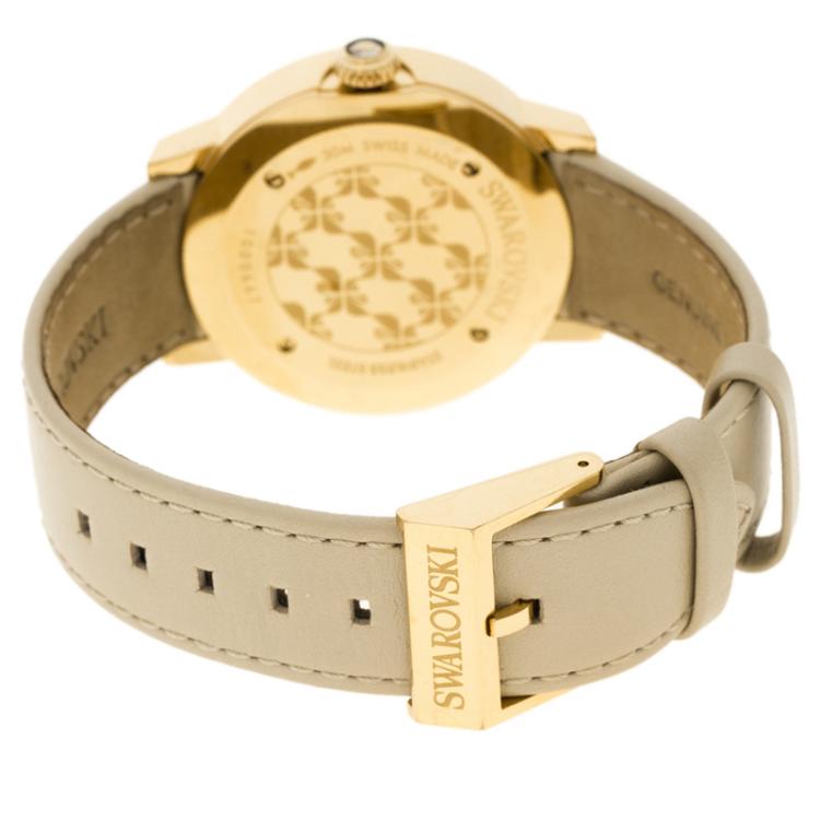 Pre Owned Swarovski Gold-Plated Stainless Steel Crystal Piazza Mesh Women's Wristwatch 36 mm