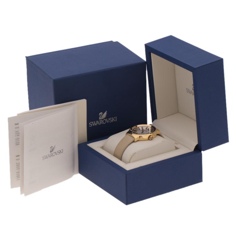 Pre Owned Swarovski Gold-Plated Stainless Steel Crystal Piazza Mesh Women's Wristwatch 36 mm