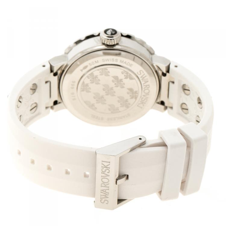 Pre Owned Swarovski White Stainless Steel Octea Sport Women's Wristwatch 39 mm