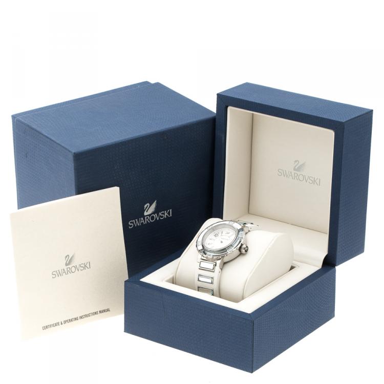 Pre Owned Swarovski White Stainless Steel Octea Sport Women's Wristwatch 39 mm