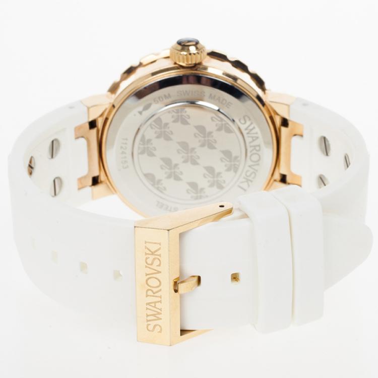 Pre Owned Swarovski Octea Sport Gold Plated Womens Wristwatch 39 MM