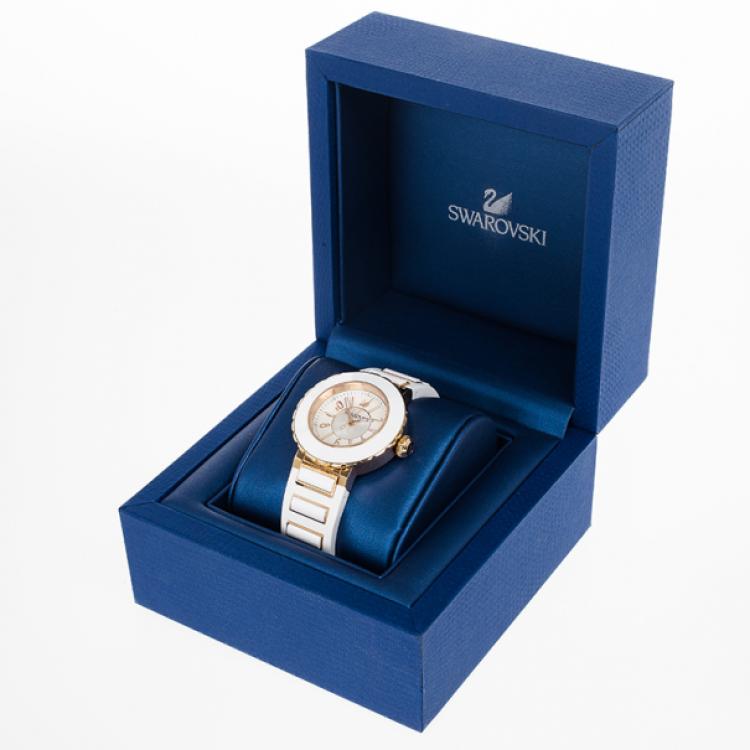 Pre Owned Swarovski Octea Sport Gold Plated Womens Wristwatch 39 MM