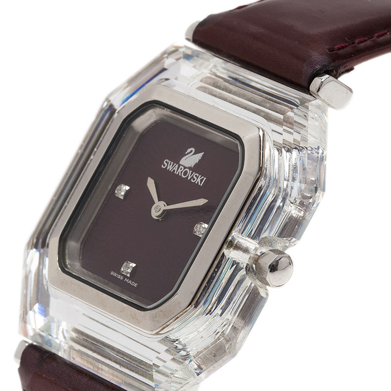 Pre Owned Swarovski Purple Stainless Steel Rock N Light Women's Wristwatch 40MM