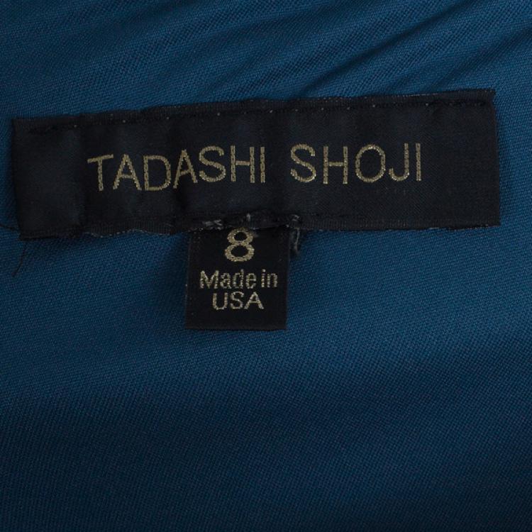 Pre Owned Tadashi Shoji Teal Sequin Gown M