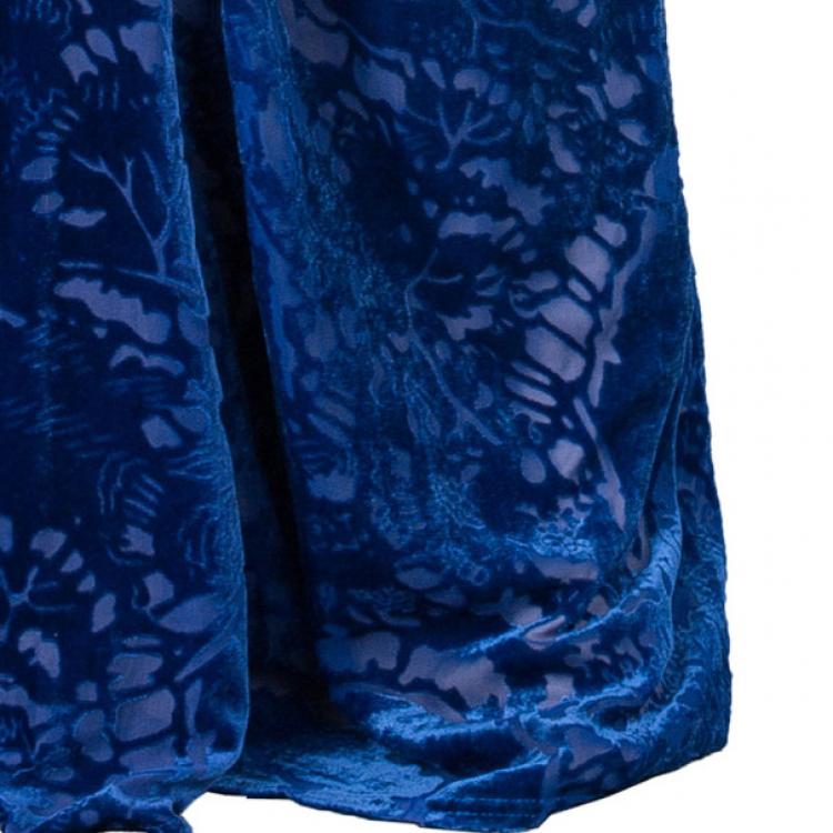 Pre Owned Tadashi Shoji Blue Devore Gown XL