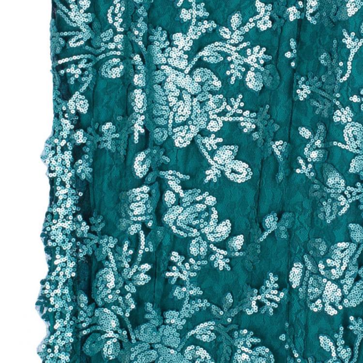 Pre Owned Tadashi Shoji One Shoulder Sequin Gown M