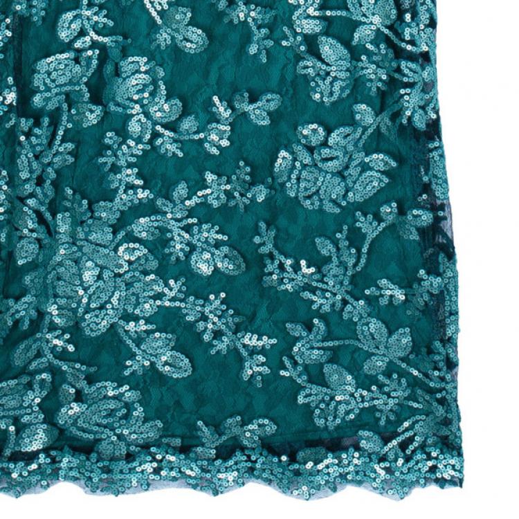 Pre Owned Tadashi Shoji One Shoulder Sequin Gown M