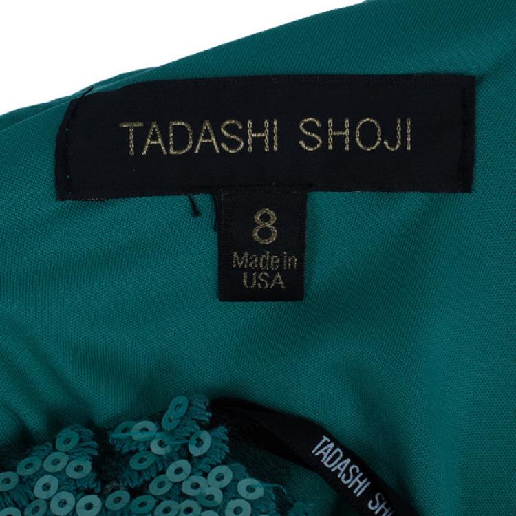 Pre Owned Tadashi Shoji One Shoulder Sequin Gown M