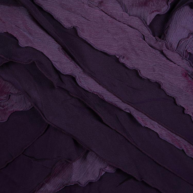 مملوكة مسبقًا Tadashi Shoji Purple Silk Ruffle Layered Strapless Gown XL