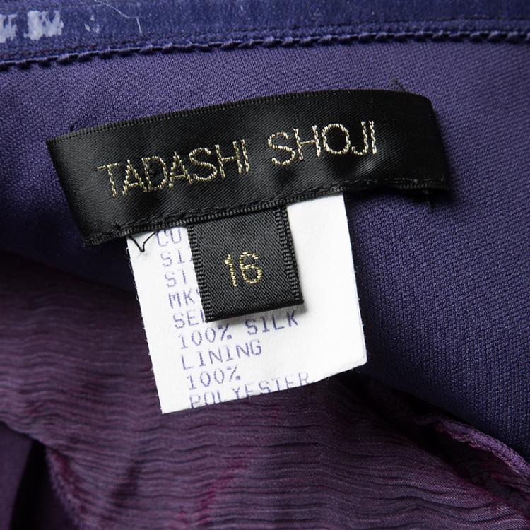 مملوكة مسبقًا Tadashi Shoji Purple Silk Ruffle Layered Strapless Gown XL
