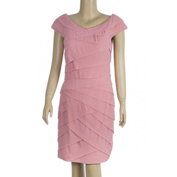 Pre Owned Tadashi Shoji Ruffled Dress M