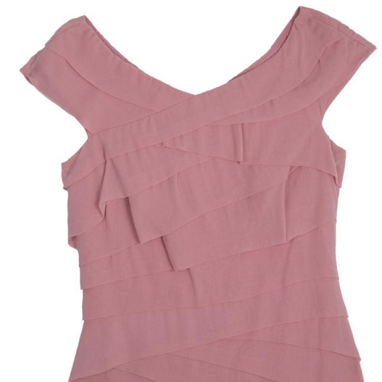 Pre Owned Tadashi Shoji Ruffled Dress M