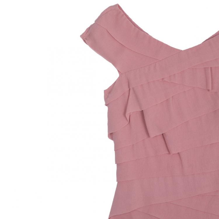 Pre Owned Tadashi Shoji Ruffled Dress M