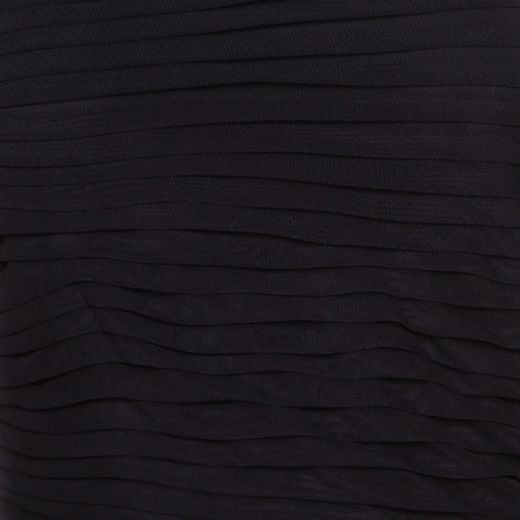 Pre Owned Tadashi Shoji Black Ruched Sunburt Draped Skirt Detail Evening Gown L