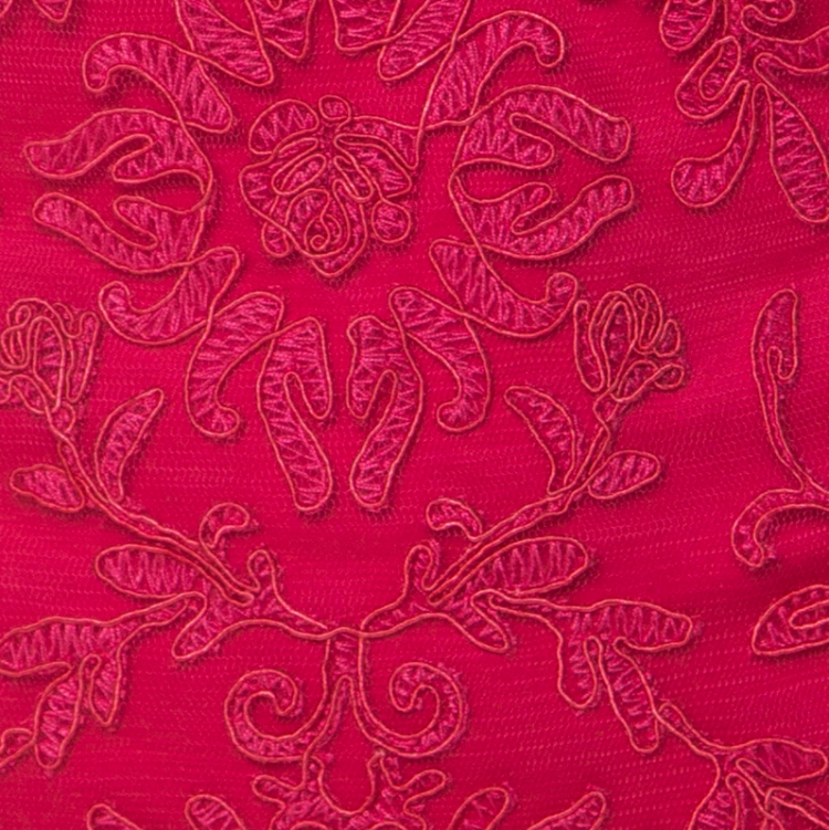 Pre Owned Tadashi Shoji Pink Chiffon and Lace Tiered Moreau Gown XL